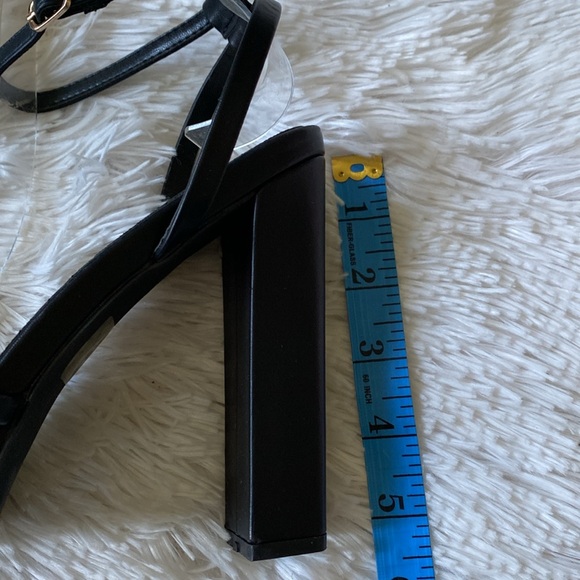 New Express sexy Straps black leather platform ankle wrap heels sandals, size 8 - Picture 6 of 9